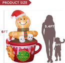 ZPISF 6 FT Christmas Inflatables Outdoor Decorations, Cute Christmas Blow Up Yard Decorations Gingerbread Man in Hot Cocoa Mug Scene for Garden Lawn Xmas Decor — 4
