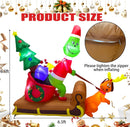 6.5FT Christmas Inflatable Outdoor Decoration, Christmas Blow Up Yard Decorations, Green Monster with Sleigh Dog and 7 LED Lights, Light Up Yard Lawn Inflatable Decor — 2