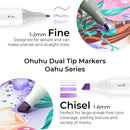 Ohuhu Alcohol Markers - 160-color AP Certificated Double Tipped Art Marker Set for Artist Adults Cozy Coloring Sketch Illustration - Chisel and Fine Dual Tips - Oahu of Ohuhu Markers - Refillable — 2