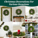 24 Inch Winter Wreath for Front Door: Real Touch Norfolk Pine Wreath with Welcome Wooden Sign - Christmas Large Artificial Green Wreath for Outdoor Indoor Wall Porch Windows Fireplace Decor — 4