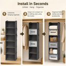 6-Shelf Hanging Closet Organizer with 3 Drawers & Side Pockets, Gray — 4