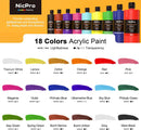 Nicpro 18 Colors Large Bulk Acrylic Paint Set for Artist (8.45 oz, 250 ml) | 8.45 Fl Oz (Pack of 18) — 6