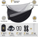 Camping Hammock with Net,Portable Lightweight Double Hammocks with Tree Straps and Solid D-Shape Hanging Hooks,Parachute Nylon Hammock for Backpacking Beach Backyard Patio Hiking — 5