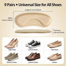 9 Pairs Heel Pads for Shoes High Heels, Inserts for Women Men, Heel Grips Liners Cushions, Protectors for Blisters Heel Pain and Slipping, Comfort Shoe Fillers for Sneakers Leather (Beige Black) - Beige Black | 9 Pairs — 4