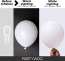 PartyWoo White Balloons 155pcs Matte White Latex Balloons Different Sizes | White-3051 | 5/10/12/18 inch — 3