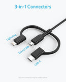 Anker Powerline II 3-in-1 Lightning, USB C, Micro USB Cable 2