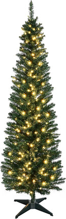HOMCOM Noble Fir Artificial Pencil Christmas Tree Prelit 6' Green — 1