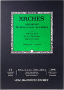 Arches Watercolor Paper Pad, 140 Pound, Cold Press, 9"x12", 12 Sheets/Pack, Case of 3 Packs | 9"x12" (Pack of 3) — 8