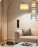 75" Tall Dimmable Arc Floor Lamp with Marble Base, Adjustable Height, Beige — 1