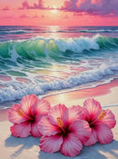 BYGFHLYW 5D Diamond Art Kits for Adults, Beach Flower Diamond Painting Kits | KM602-1 — 1