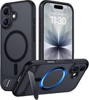 Temdan Designed for iPhone 17 Case, [Built-in Invisible Kickstand][Compatible with MagSafe][Military Grade Shockproof] Slim Translucent Matte Phone Case for iPhone 17 6.3 inch (Black) — 1