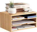 KIRIGEN Wooden Desk Organizer 3-Tier Letter Tray and Paper Sorter, Natural — 1