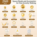 Funtopia 2500Pcs Spacer Beads for Jewelry Making, Gold Beads for Bracelets — 4