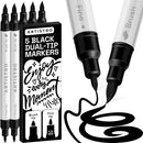 ARTISTRO 5 Black Dual-Tip Acrylic Paint Marker Pens for Drawing — 1