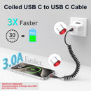 Coiled USB C to USB C Cable, 2 Pack 3FT USBC Car Charger Cord, USBC to USBC Coiled Cable Fast Charging for Carplay, iPhone 17/16/15 Plus/Pro Max, Samsung Galaxy S25 S24 S23, Pixel 10 9 5