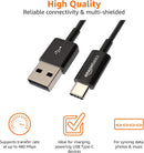 Amazon Basics USB-A to USB-C Fast Charger Cable, USB 2.0, 480Mbps Data Transfer Speed, USB-IF Certified, for Apple iPhone 16/15, iPad, Samsung Galaxy, Tablets, Car, 3ft, Black 3