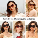Dollger Oversized Square Sunglasses for Women Big Large Wide Trendy Shades | H: Black+transparent Brown — 7