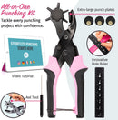 Pro-Master Belt Hole Puncher for Leather, Effortless Control, Precise Holes | Pink Hand-held — 8