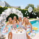 KARLURE White Silver Balloon Arch Kit Garland with Grey and Clear Balloons | White Silver Grey — 6