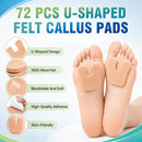 Callus Cushions U Shaped Felt Callus Pads, 72 PCS Thick Self Adhesive Foot Pads for Bottom of Foot, Metatarsal Corn Cushions Help Reduce Friction and Pressure, Brown for Men and Women 2