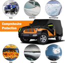 Waterproof Car Cover for Jeep Wrangler 2 Door 1987-2025 JK JL CJ YJ TJ Outdoor Sun Rain Snow Hail Protection with Driver Door Zipper — 5