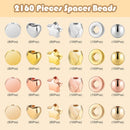 Gold Spacer Beads 2160 Pieces Bracelet Beads for DIY Jewelry Making(Gold, Sliver, Rose Gold, KC Gold) — 2