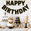 Pre-Strung Happy Birthday Banner - Black Gold Party Decorations — 6