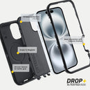 OtterBox iPhone 16 (Only) - Defender Series MagSafe Case - Black - Holster Clip Included - Built-in Magnets - Screenless - Rugged & Durable - with Port Protection - Non-Retail Packaging — 7