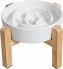 Elevated Slow Feeder Dog Bowl, 6.7" Ceramic Maze Dog Bowl with Stand — 1