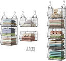X-cosrack 5 Tier Closet Hanging Organizer, Clothes Hanging Shelves with 4 Hanging Hooks 5 S Hooks, Wire Storage Basket Bins, for Clothing Sweaters Shoes Handbags Clutches Accessories Patent Design — 1