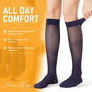 BSERA 2 Pairs Sheer Compression Socks for Women 15-20 mmHg Knee High | Navy | Medium — 5