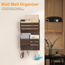 MOOACE Mail Organizer Wall Mount, Wood Mail and Key Holder with Hooks — 2