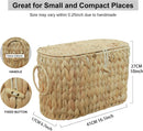 Coeusy Toilet Paper Basket with Lid,Wicker Basket for Bathroom Organizers and Storage,Holds Up to 6 Mega Rolls, Decorative Hand-Woven Rattan Bathroom Decor Accessories,Natural Water Hyacinth — 4