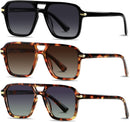 Retro Square Aviator Polarized Sunglasses Womens Mens Vintage Pilot Shades | (3pack) Grey Grading + Brown Grading + Green Grading — 1
