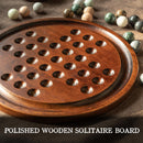 Deluxe Solitaire Game Set: 12.6'' Solid Wooden Board, 32 Natural Marble Balls, Single-Player Strategy and Smart Games — 3