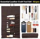 WUTA Leather Craft Tools Kit, Complete Leather Working Supplies with Cutting Knife, Edge Beveler, Stitching Kit, Thonging Knife, and DIY Patterns, Storage Roll for Beginners & Professionals (63pc set) — 5