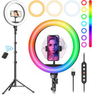 Weilisi 10" Ring Light with Stand 72'' Tall & Phone Holder,38 Color Modes Selfie Light with Tripod Stand,Stepless Dimmable/Speed LED Ring Light for iPhone & Android,YouTube, Makeup,TIK Tok photo 1
