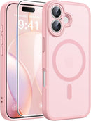FNTCASE for iPhone 16 Case, Fit for Magsafe, Screen Protector, Light Pink photo 1