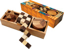 BSIRI 3 Puzzles in a Box - Wooden Brain Teaser Puzzle, 3D Mind Puzzle for Adults, Educational Senior Games, and Brain Games, Ideal for Birthday Gifts and Patio Décor — 1
