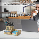 EasyPAG Desk Organizer 3 Compartment Pen Holder for Desk Office Supplies Caddy with Sticky Notes Holder for School Home, Gold — 5