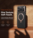 TORRAS Magnetic Stand for iPhone 18 Pro Max Case Leather, Q3 VegSkin Black photo 6