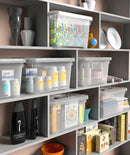 WYT 6-Pack Clear 7 Quart Storage Latch Box/Bins, Plastic Stackable Latching Box with Brown Handle and Lid, Multi-Purpose, 7 Litre — 5