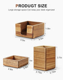 Acacia Wood Desk Organizer Set with Sticky Note Holder, Pencil Pen Cup & Paper Clip Storage, Office Desk Accessories for Marker Craft (Set of 3) — 3