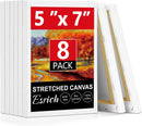 ESRICH Canvas for Painting 5x7, 8 Pack Stretched Small Canvases for Painting 2/5" Profile Primed Acid Free Painting Canvas for Kids for Oil Paint, Watercolor, Acrylic Paint, Gouache, Tempera. — 1