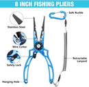 FLISSA Fishing Pliers, Safety Lock Design Fish Pliers Saltwater, Aluminum Hook Remover, Titanium 6Al-4V Jaw and Tungsten Carbide Line Cutters, Sheath & Lanyard, Fishing Gear Gifts for Men | 8-inch — 3