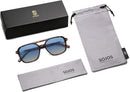 SOJOS Retro Aviator Sunglasses Womens Mens,Trendy Rectangle Shades SJ2202 | Tortoise Frame/Blue Grading Lens — 6