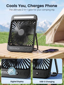 Warmco D4 Battery Powered Camping Fan 20000mAh, LED Lantern | Black — 6