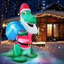 TURNMEON 4 FT Christmas Inflatables Santa Dinosaur with LED Light Stakes Tethers Outdoor Decoration — 6