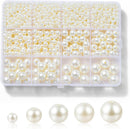 Hudinsun 1200 Pcs Pearl Beads for Jewelry Making, 5 Size Round Pearls for Bracelets Making Kit Small Pearl Filler… — 1