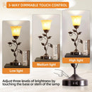 Touch Control Leaf Vintage Table Lamp with 3-Way Dimmable 2 USB C+A Ports — 4
